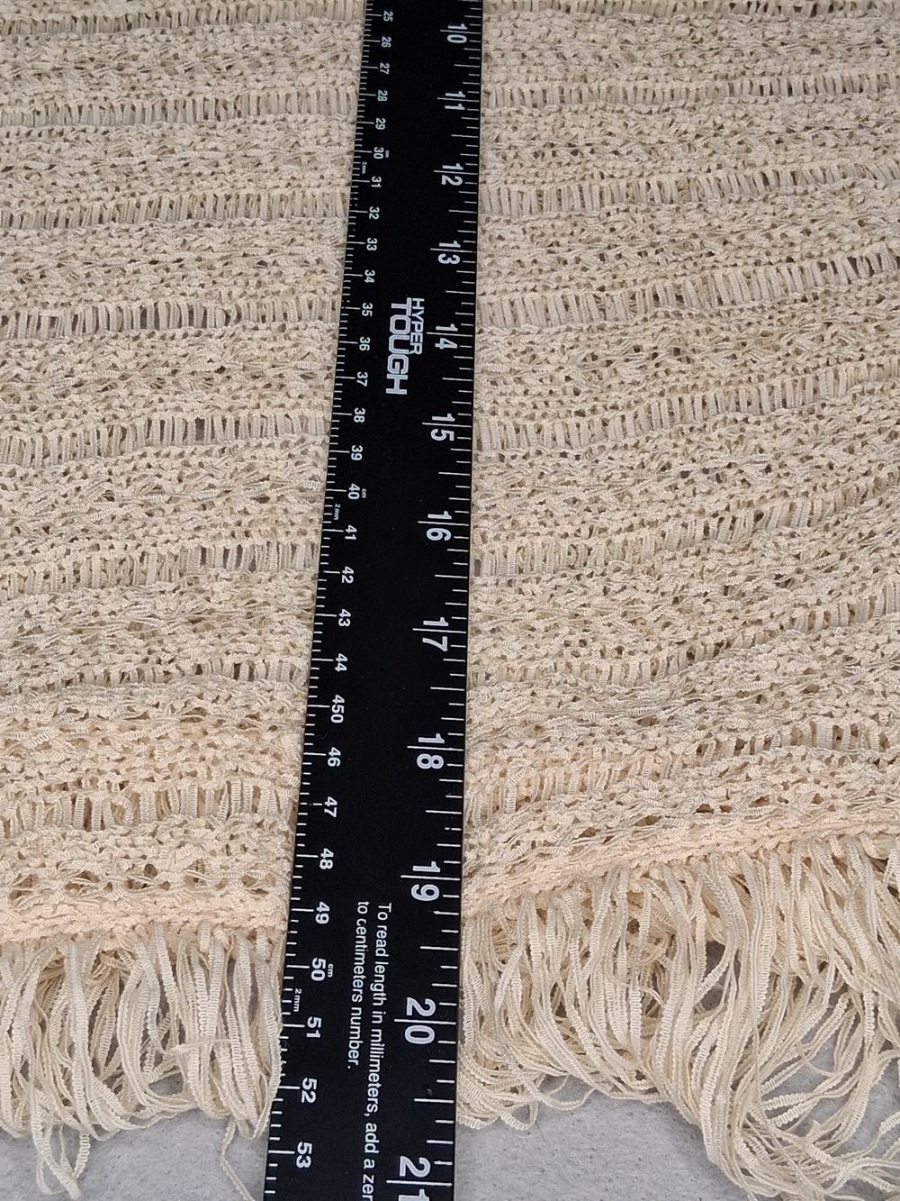 Stem A & Vine Beige Open Knit Fringe Poncho Style Top Boho Knit - Picture 7 of 8
